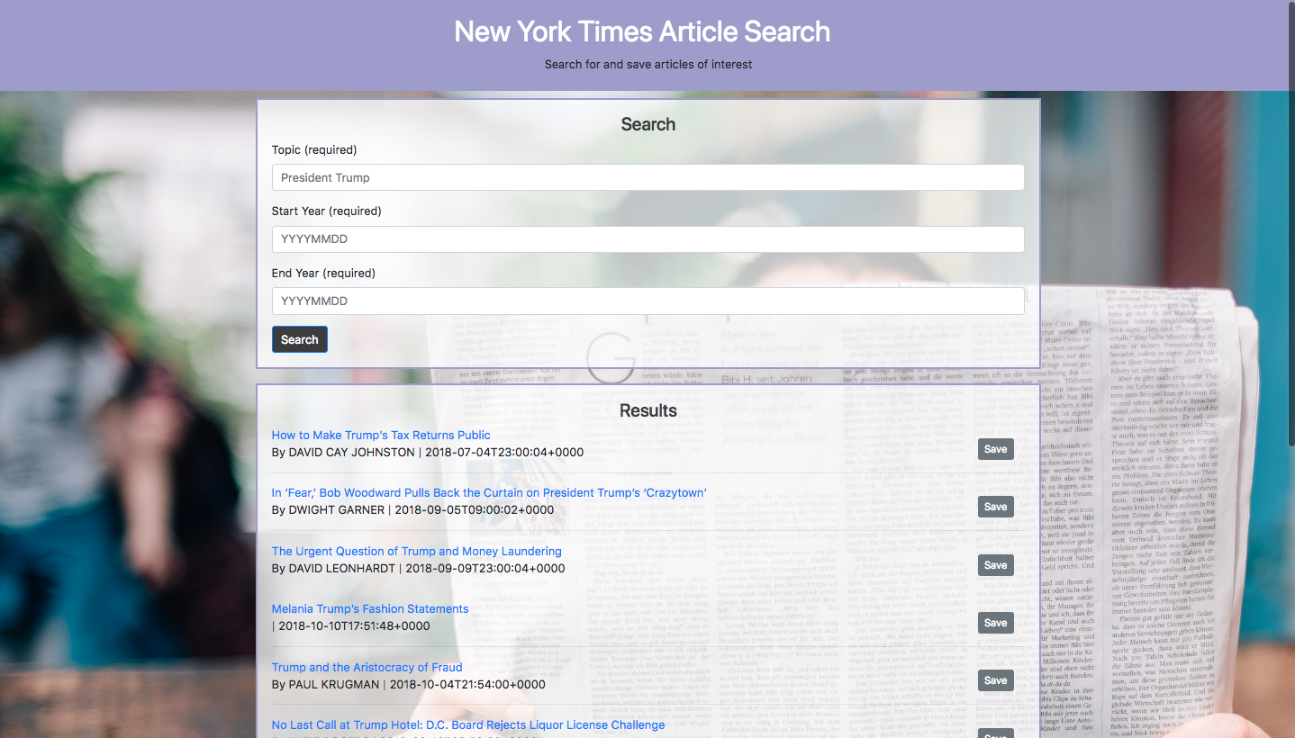NYT-React app picture